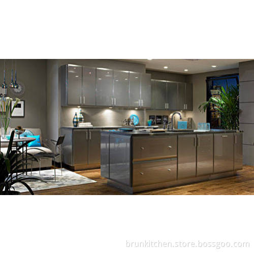 Hot Sell Silver Lacquer Iland Kitchen Cabinet Design (Br p-1217)